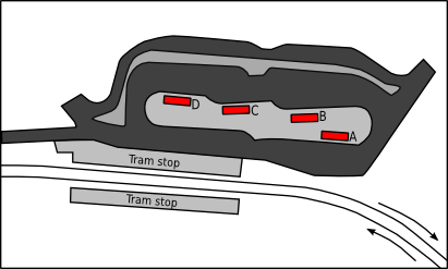 Map of Addington Village tram interchange